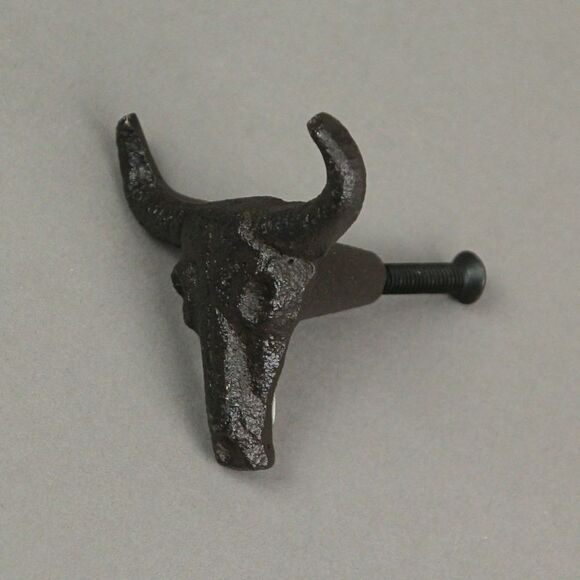 Set of 6 Cast Iron Steer Skull Drawer Pulls Western Home Decor Cabinet Knobs - Picture 12 of 12